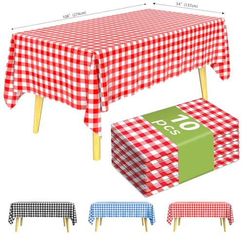 KAshack Rechteckig Kunststoff Einweg Tischdecke 10 Stück-37x274CM Outdoor Wasserdicht Parteien Biertisch Tischdecken für Picknick, Hochzeit, Gartentischdecke