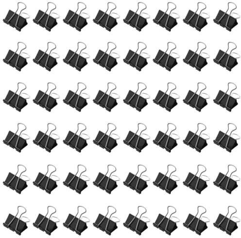 100 Stück Foldback Klammern, 15 mm Schwarz, Mini Klein Papierklammern Metall Maul Klammer Büroklammern Stahlklammern Vielzweckklammern für Büro und Haushalt small foldback clips clamps