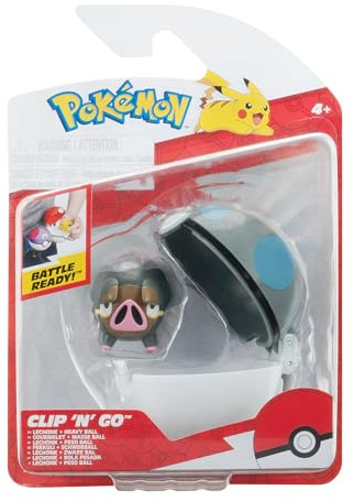 Pokémon PKW3633 - Clip'n'Go Poké Ball - Ferkuli & Schwerball, offizieller Pokéball mit 5 cm Figur
