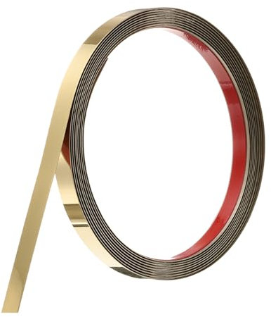 QUARKZMAN Baguette de Moulure, Baguette Murale en Acier Inoxydable à Coller, Baguette Décorative pour Mur, Cadre de Miroir, Artisanat, 10 Pieds x 0,4 Pouce, Doré Miroitant