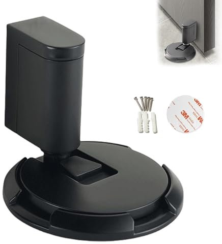 Matthew Black Magnetic Door Stop & Catch - Mechanical Floor Door Stopper, Bedroom Door Lock (Black)