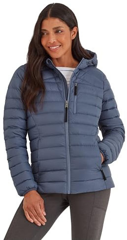 TOG24 North Womens Hooded Duck Down Jacket Padded Quilted Puffer Jacket Ultra Warm, 800 Fill Power Natural Down Filling Transforms Into Travel Pillow Durable With Flattering Fit