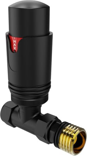 WarmeHaus 15mm Straight Chrome Thermostatic Radiator Valve Black