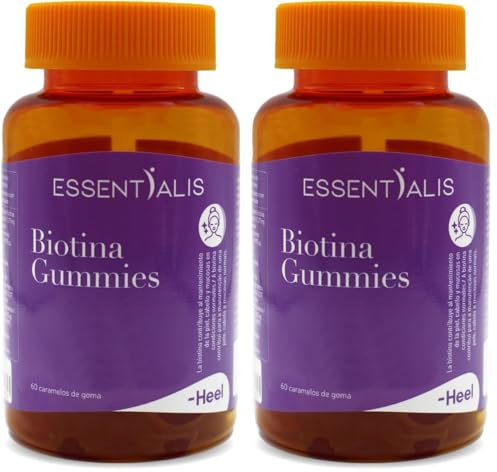 Essentialis Biotina Gummies, 2500mcg – 5000mcg de biotina, vitaminas y minerales-Ideales para mejorar el aspecto de tu piel, cabello y uñas-60 gominolas veganas. 1 o 2 al día-Mucho más que biotina