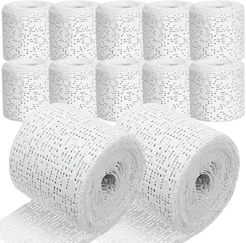 Vmxlso 12 Rollos Vendas de Yeso, 5 cm x 2,7 m Vendas de Escayola, Vendas de Escayola Manualidades, Blanco Venda de Escayola, Venda de Yeso para Hacer Moldes del Cuerpo Cara Arte Creativo