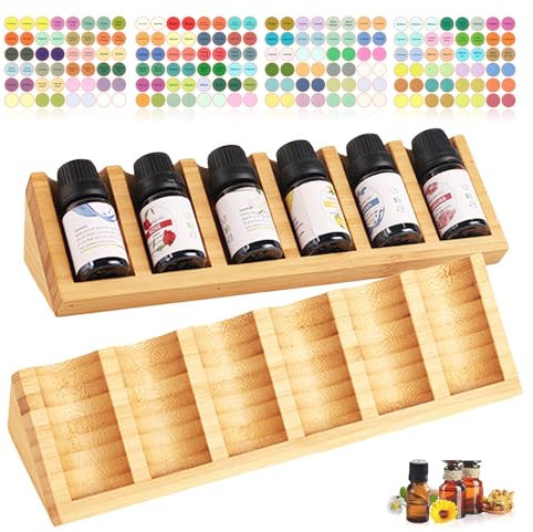 Honicemar 6 - Slot Wooden Essential Oil Holder Aromatherapy Organizer - 2Pcs, Essential Oil Bottles Display Rack & Storage Stand Holder, Suitable for Home/Spa/Vanity Table/Office