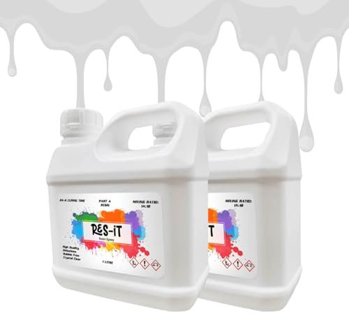 Res-iT Epoxy Resin Kit & Hardener, Crystal Clear, High-Gloss, Self-Levelling, UV Resistant, Non-Yellowing, DIY, Art, Jewellery Making, Woodworking, Non-Toxic, 1:1 Mix Ratio (2L Pro Kit)