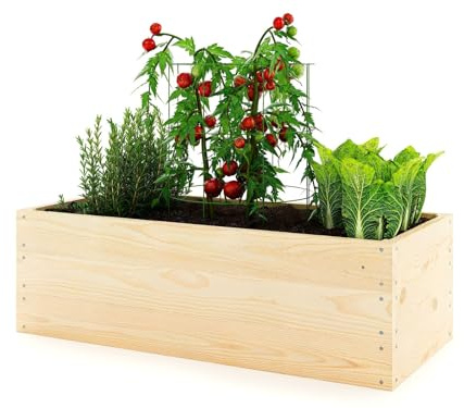 Lermowoood Hochbeet aus Holz 80x80x30 cm Natur – Pflanzkasten für Gemüse & Kräuter – mit Agrovließ – steckbar & stapelbar- Aussenbereich ideal für Garten, Balkon & Terrasse