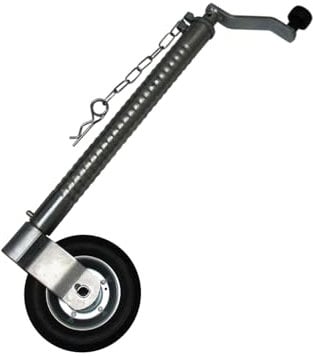 Heavy Duty Jockey Wheel Ribbed 48MM (Metal Rim Wind Up Handle Caravan Trailer)