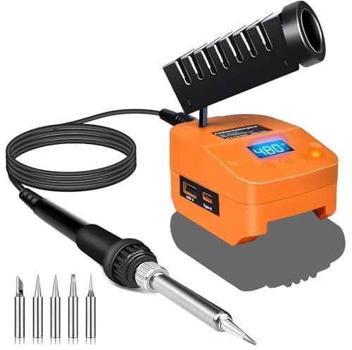 Kabelloser Lötkolben für Worx 20V Akku, Schnelles Aufheizen Lötstation mit LED Digitale Display, Mobilität Soldering Iron mit USB&Type-C für Heimwerker, Gerätereparatur, Drahtschweißen(Ohne Akku)