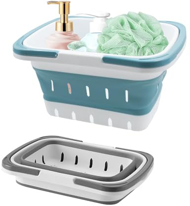 KeaJuidy 2 pièces Panier de douche portable en plastique avec poignée Panier de rangement pour salle de bain, garde-manger, cuisine, dortoir, maison 28,3x20x15 cm
