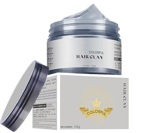 Cera Temporal,Cire de Teinture Capillaire Temporaire,Crema de Tinte Para el Cabello Gris Plata,Modelado Instantáneo Lavable de Color Natural,100G