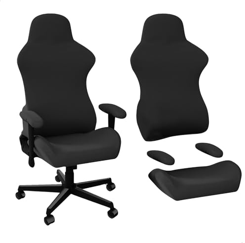 mongtsamz Coprisedia Gaming 4 Pezzi, Copertura Sedia Gaming Elastica di Alta Qualità, Lavabile con Copri Sedia Gaming per Sedia Ufficio, Gamer, Office, Scrivania