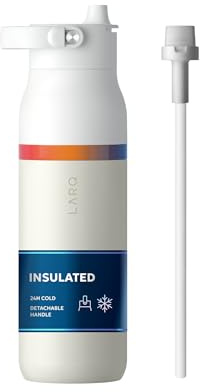 LARQ Bouteille Swig Top 1 Litar – Bouteille d’eau isolée en acier inoxydable avec paille intégrée | Large goulot | Garde l'eau froide | Gourde réutilisable pour le sport et les voyages | Granite White