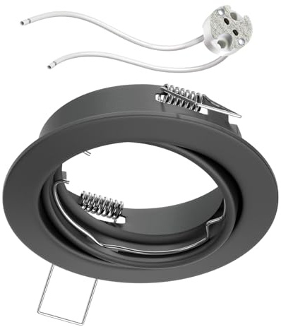 ledscom.de Decken-Einbaurahmen FERE Einbaurahmen anthrazit matt schwenkbar (LED/Halogen/MR16/50mm) inkl. GU5.3 Fassung