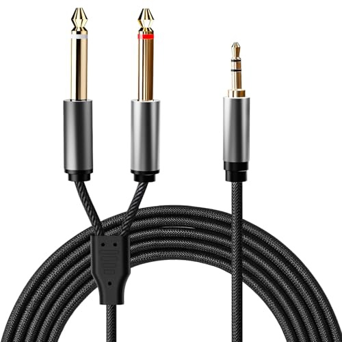 3,5 mm a 2x 6,35 mm cable de jack,1,5 m,phone,PC,panel de mezclas,altavoces | mini conector estéreo a divisor Y de doble jack TS Mono de 6,3 mm, cable de ruptura Aux a jack de 1,5 m