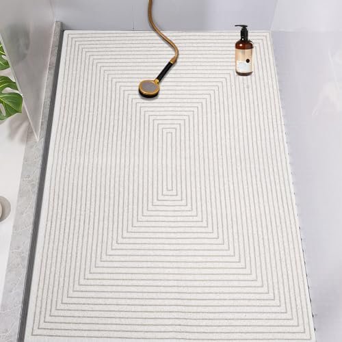 Alfombrilla de ducha antideslizante, de PVC, con orificios de drenaje y ventosas, de secado rápido, alfombrilla antideslizante para ducha y bañera (60 x 120 cm)