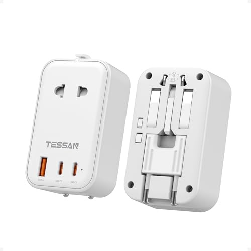 TESSAN Reiseadapter Weltweit PD 20W, Travel Adapter mit 2 USB C, Weiß | Reisestecker Adapter Weltweit, 1 USB A, Ultradünn Universal Reiseadapter für UK USA Japan Europa Australien