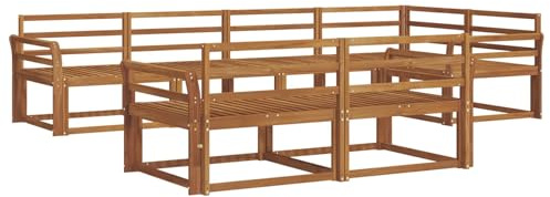 vidaXL Outdoor-Sofagarnitur 7 pcs Natur Massivholz Akazie, Sofa-Set aus Akazienholz, wetterfeste modulare Gartenmöbel, Outdoor Lounge, Flexibles Sectional-Sitzarrangement