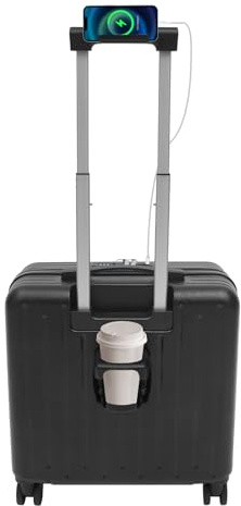 DAHAD Valigetta da viaggio per laptop da 18 pollici con ruote, valigetta per affari con scomparto per laptop, porta USB e supporto per bevande, valigetta da viaggio leggera con serratura