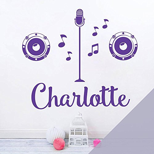 Personalisierbarer Wandaufkleber für Mädchen, Popstar, X-Faktor, Singer, Karaoke, Mikrofon, Musik, Schild Vinyl, hellgrau, L (950 x 290 mm)