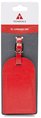 Technicals Extra Large Leather Luggage Tag, Red, One Size