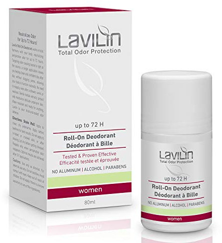 LAVILIN Deo Roll-On für Frauen mit | bis zu 72 Stunden lang anhaltender Schutz vor unangenehmen Gerüchen - Frei von Aluminium, Alkohol und Parabenen | tierversuchsfrei - Hautfreundlich - 76,5 g