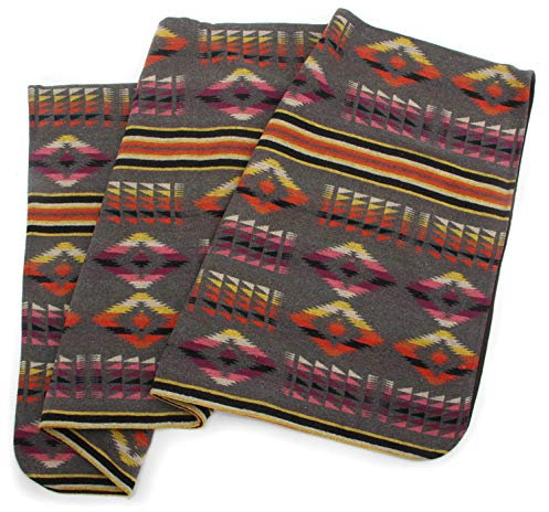 Ruth&Boaz Outdoor Wool Blend Blanket Ethnic Inka Pattern(T)（ Grey,Large