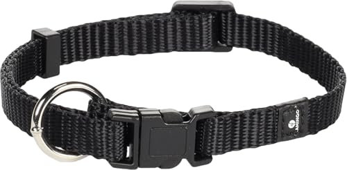 Flamingo Halsband Ziggi Schwarz – XS | 20-35 cm x 10 mm x 2 mm, Verstellbar, Mit Zugentlastung, Langlebig und Designvoll – Perfekt für Kleine Hunde!