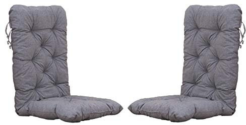 Ambientehome 2er Set Auflagen Sitzkissen Sitzpolster Hochlehner, 120x50x8 cm hellgrau