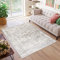 TAPISO Valley Teppich Kurzflor Vintage Blumen Hellgrau Rosette Ornamental Meliert Verwischt Used Effekt Wohnzimmer Schlafzimmer ÖKO-TEX 200 x 300 cm