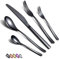 Juego de cubiertos negros de 30 piezas,juego de cubiertos negros de acero inoxidable,juego de cubiertos negros chapados en titanio,juegos de utensilios negros Juego de servicio para 6(negro brillante)