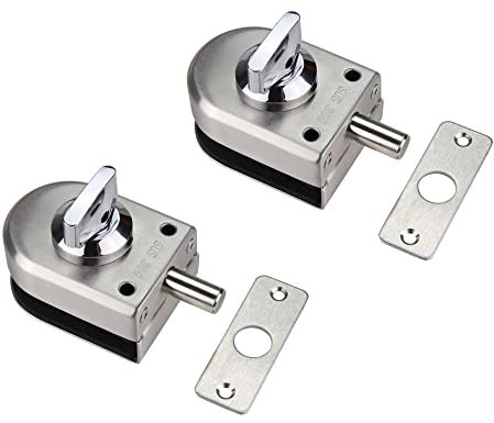 2pcs in Pack ZONADAH 304 Stainless Steel Glass in Door Locks, Floor Latch Lock, Bolt Ground Lock for Bathroom Toilet Shop Frameless Glass Doors - Half Round
