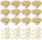 BIGLUFU 12 Pcs Brass Drawer Knobs, 1.18/30mm Round Kitchen Cabinet Knobs, Furniture Door Handles Cupboard Pulls with Screws, Brushed Finish (Gold)