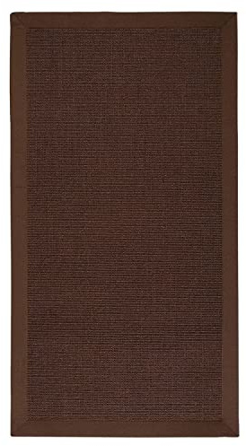 casa pura SisalTeppich Wohn- und Schlafbereich, Küche und Esszimmer, Dunkelbraun, Rutschfester, waschbarer kurzfloriger Teppich mit Bordüre, 200 x 290 cm