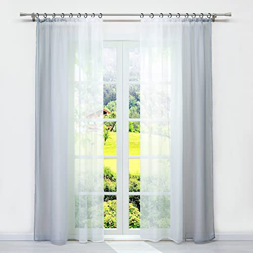 SCHOAL Gardinen mit Kräuselband Transparente Vorhänge Voile Fensterschal Modern Gardinenschal Farbverlauf 2 Stück BxH 140x245cm Grau