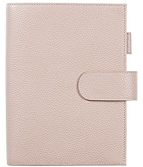Moterm Leder Cover für Stalogy B6 - mit Rückentasche, Stiftschleife und Kartensteckplätze (Kiesel-Taupe)