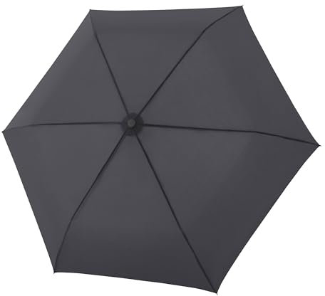 Knirps C.250 Light Duomatic Umbrella with Umbrella Bag, Pocket Umbrella with Duomatic Function, Automatic Open-Close, Pocket Umbrella with Push Button, Automatic and Light, dark grey, Klein, Simple
