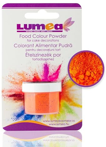 Dekozauber24 Lebensmittelfarbe Pulver, fettlöslich, 2-4g Dose für Fondant, Marzipan, etc. Backzubehör Tortendekoration (Orange)