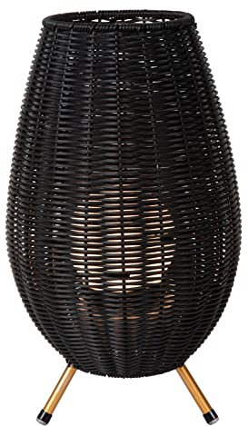 LUCIDE COLIN IP44 - wiederaufladbare Tischlampe Innen/Außen - Akku/Batterie - LED 3 StepDim - 1x3W 3000K - IP44 - Schwarz