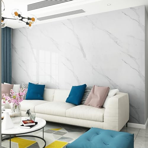 JSEVEM 40CM×9M White Grey Pattern Marble Wallpaper Peel and Stick Self Adhesive Vinyl Wrap Waterproof Gray Granite Contact Paper Sticky Back Plastic Roll Wall Stickers for Countertop Worktop Bedroom