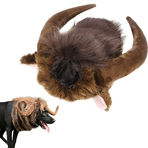 Kuhhund, lustige Kopfbedeckung, Horn, Hund, Tierkostüm, weiches Plüsch, warm, für Haustiere, Cosplay