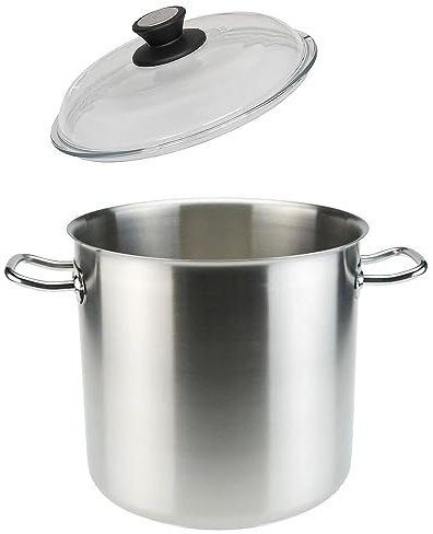 SKK großer Gastro Kochtopf Induktion Ø 32 cm - 18/10 Edelstahl Suppentopf für Gastronomie oder Großküchen & Vollglas Deckel