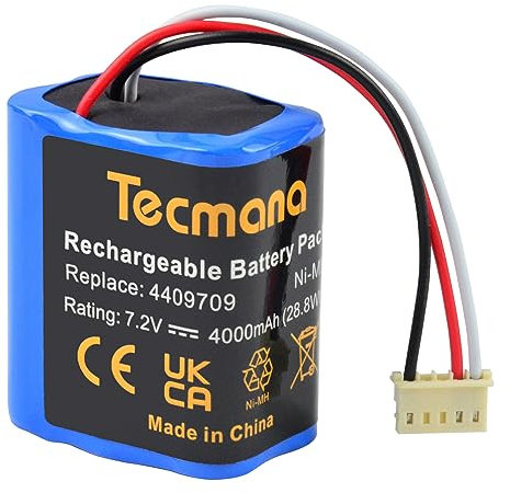 Tecmana 7,2V 4000mAh Ersatzakku für Braava 380T, Braava 380, Braava 390T Mint Plus 5200, 5200C