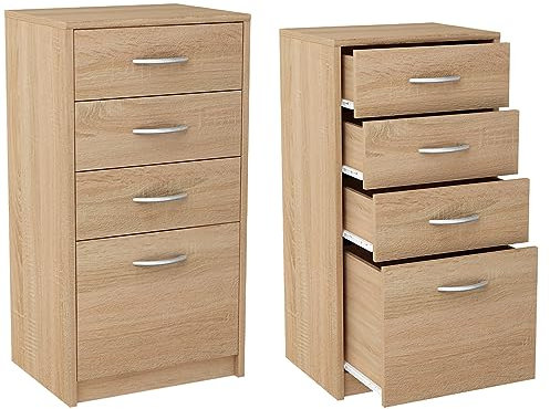 Meble Bestseller Schuhschrank, Kommode K026 mit 4 Schubladen (Breite 45 cm, Höhe 85 cm, Tiefe 35 cm) in Sonoma Eiche