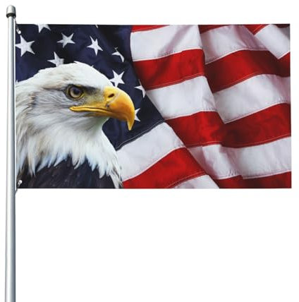 NIBABAEU 120 x 180 cm, bandiera decorativa per casa, bandiera americana con aquila, stampa libera, decorazione per giardino e prato