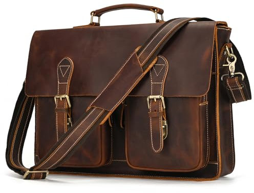 newsbirds vintage Grande tracolla Borsello uomo pelle vintage Borsa Vero Cuoio Messenger bag per Laptop da15,6 Pollici Viaggio, 9370 marrone