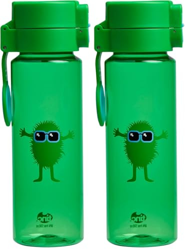 Tinc Kids' Hugga Tribal Character Design Flip and Clip Lockable Leak-Proof Water Bottle, Green, 500 ml (Pack of 2)
