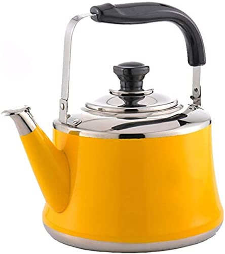 AGrAdi Stove Top Camping Kettles for Boiling Water Stainless Steel Whistle Tea Kettle Camping kettle (Lemon Yellow 7L)