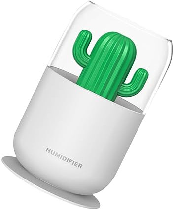 ABOOFAN Kleiner Luftbefeuchter Usb Kaktus Aus Kunststoff Tragbarer Schall Luftbefeuchter Mit Nachtlicht Für Schlafzimmer Büro Und Auto